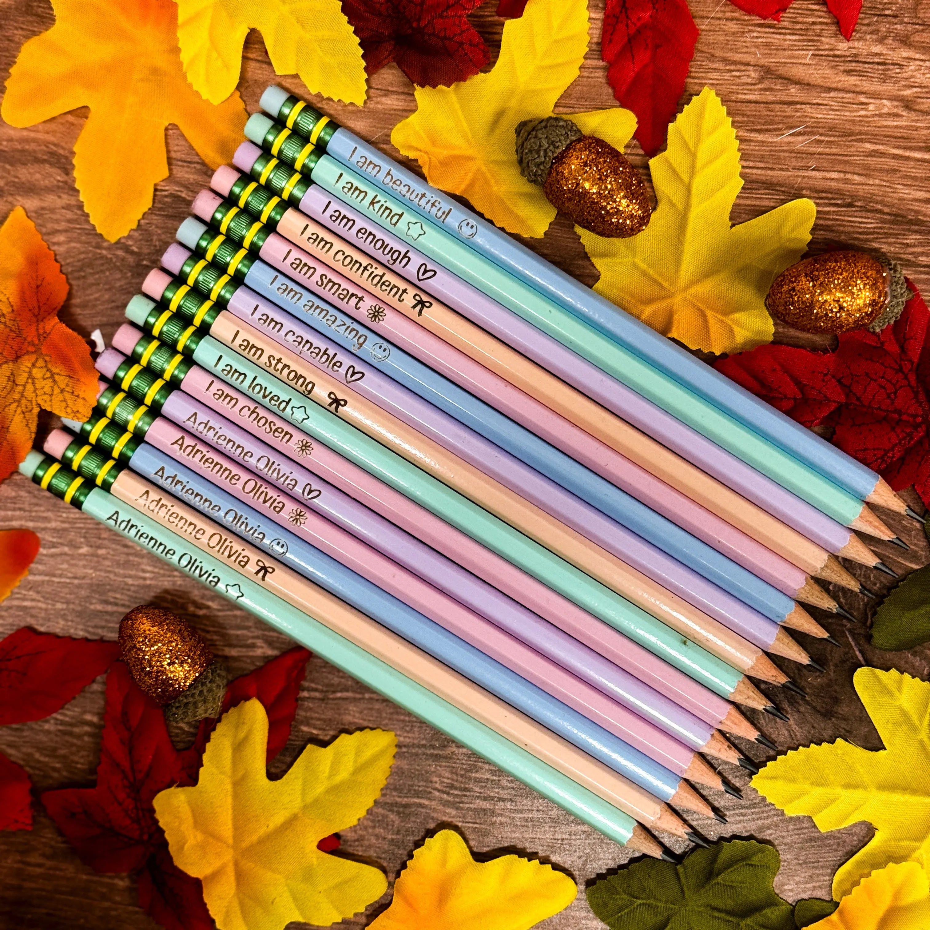 10 Pack Back to School Engraved Ticonderoga Pencils with Pencil Pouch 