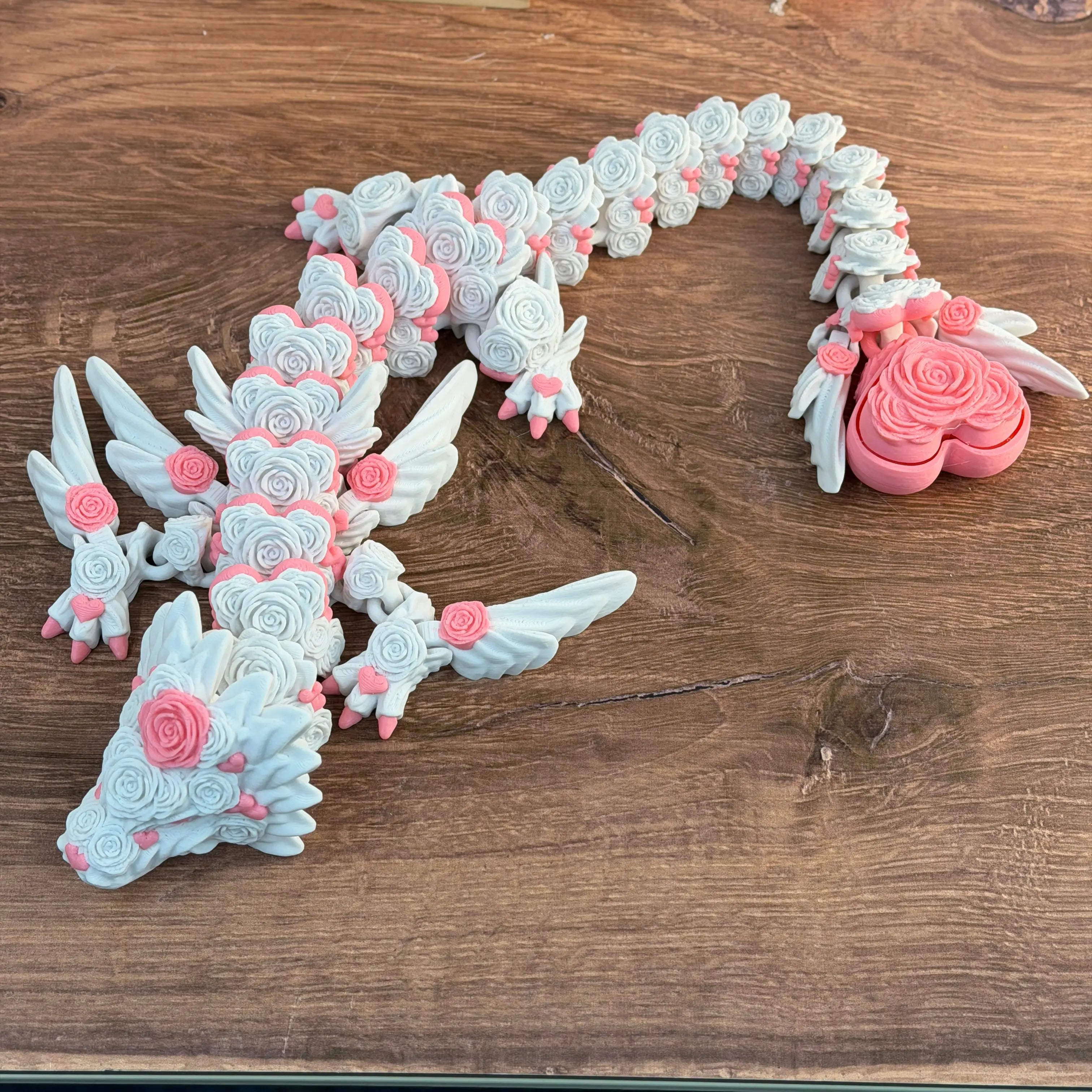 3D Printed Articulated Rose Heart Dragons 