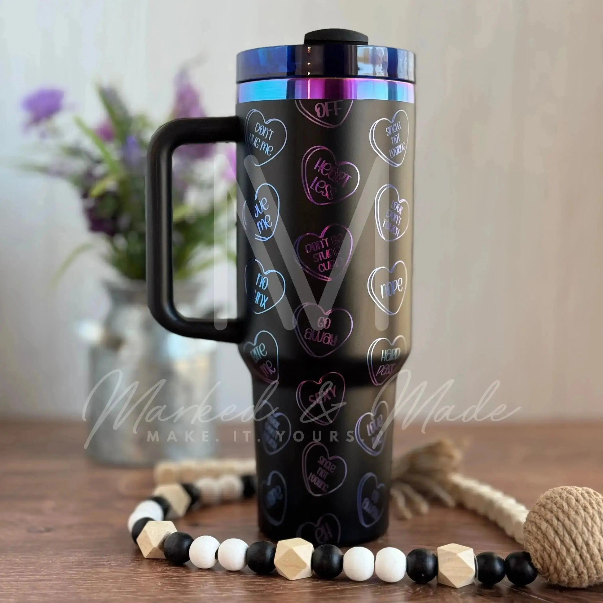 Anti Valentines Conversation Heart  Quencher Tumbler (30oz, 40oz, + Stanleys)
