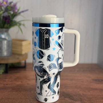 Baseball Tumbler White to Blue 40 oz tumbler 