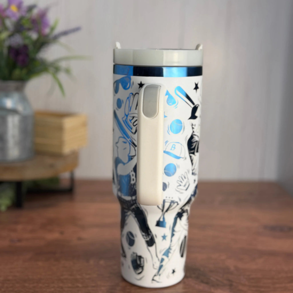 Baseball Tumbler White to Blue 40 oz tumbler 