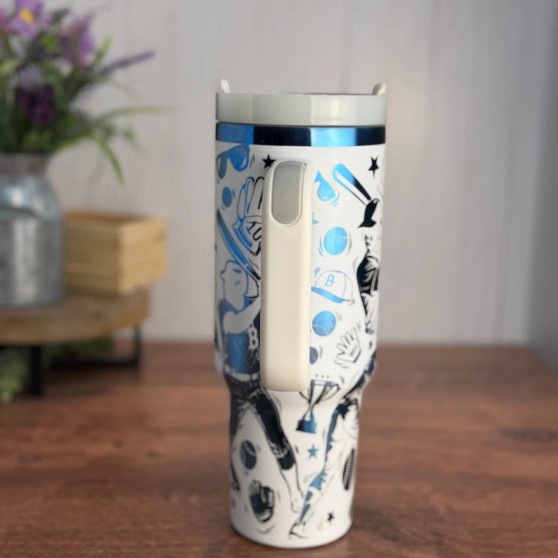 Baseball Tumbler White to Blue 40 oz tumbler 