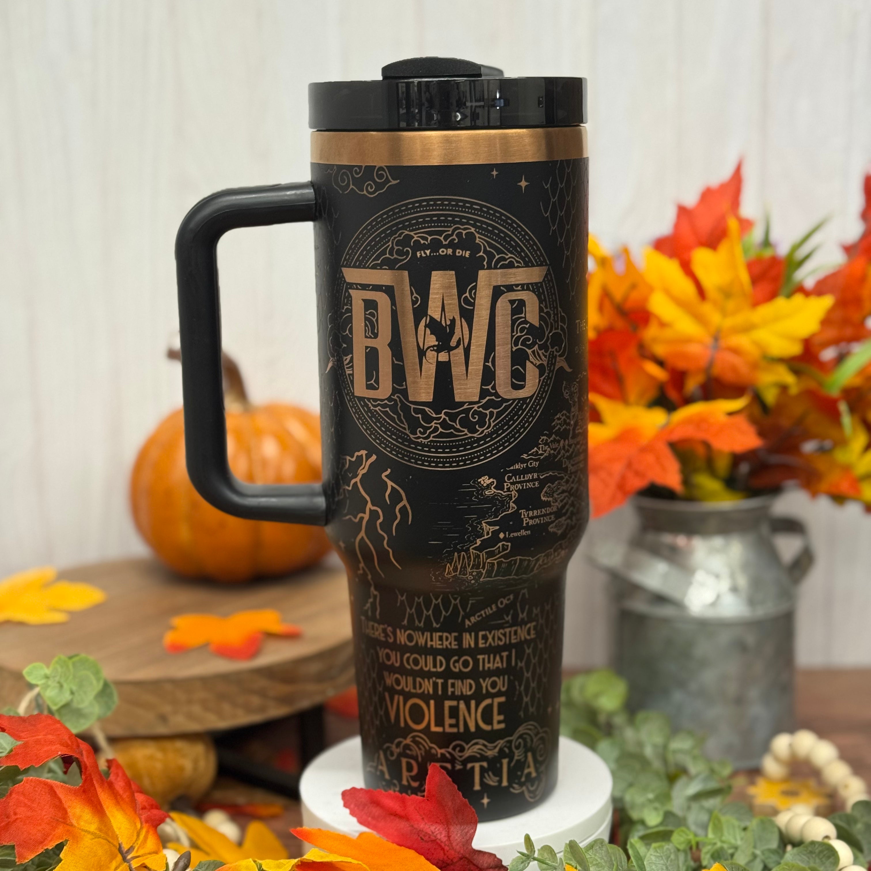 Basgiath War College (Empyrean) Engraved Black to Copper Tumbler 40oz 