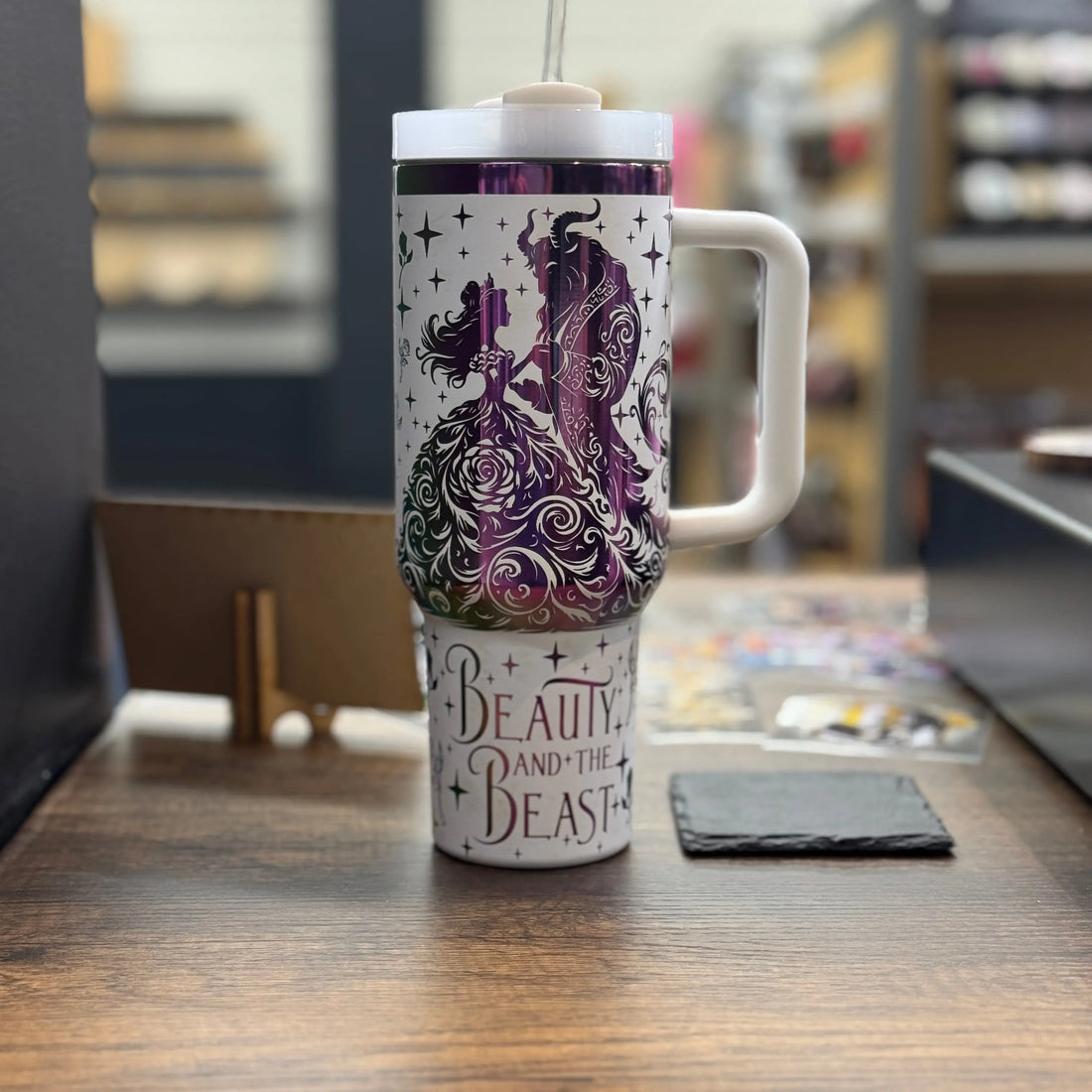 Belle Elegant Beauty and the Beast White to Rainbow 40oz 