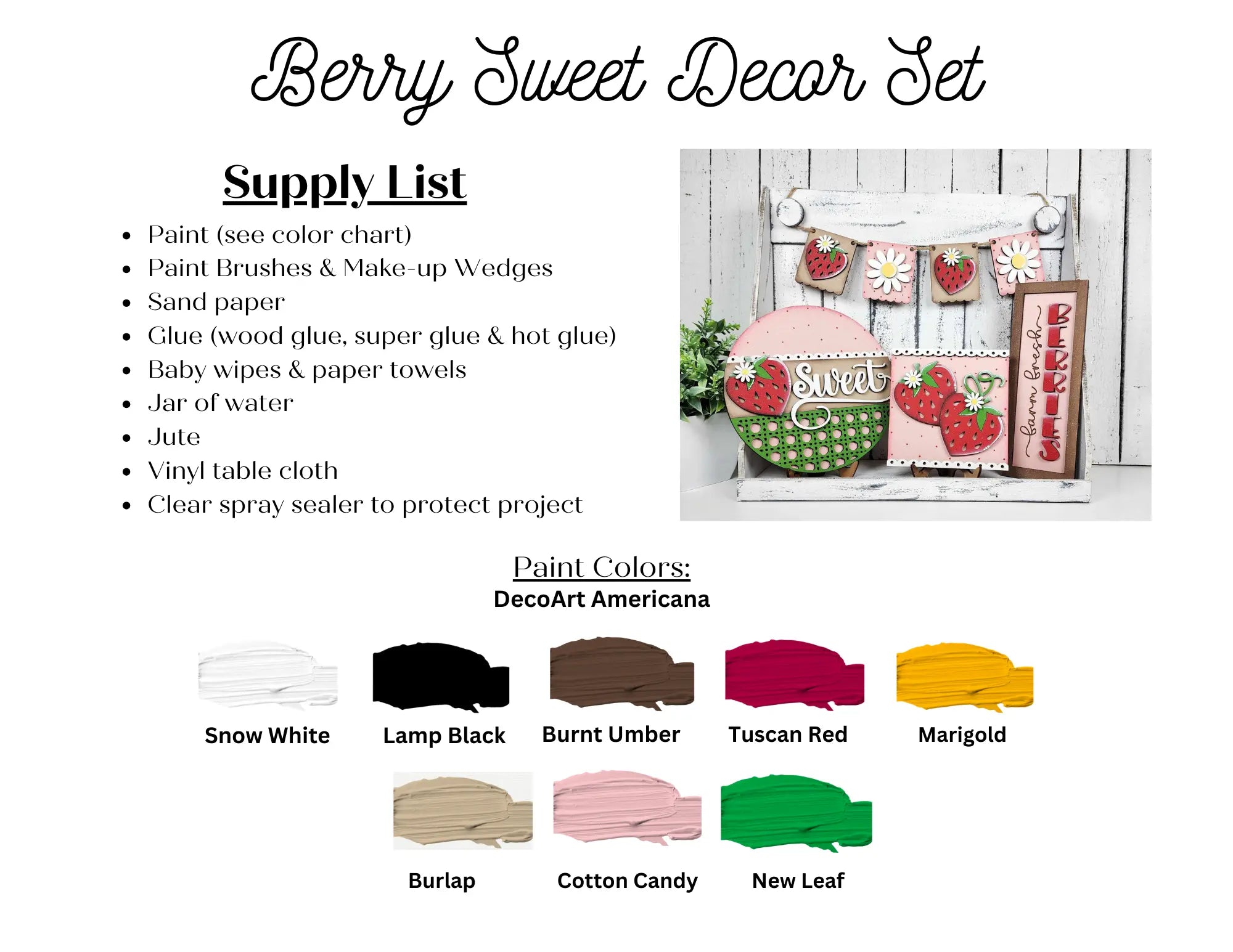 Berry Sweet - Strawberry Tiered Set | Decor Set | Summer Strawberries | DIY Cutout Kit 