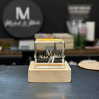 Blank K9 Crystal Blocks & Spheres (w/ USB LED Base + Gift Box) — Ready for Inner Engraving 