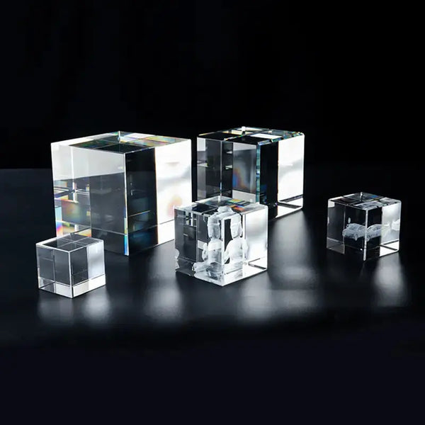 Blank K9 Crystal Blocks & Spheres (w/ USB LED Base + Gift Box) — Ready for Inner Engraving 