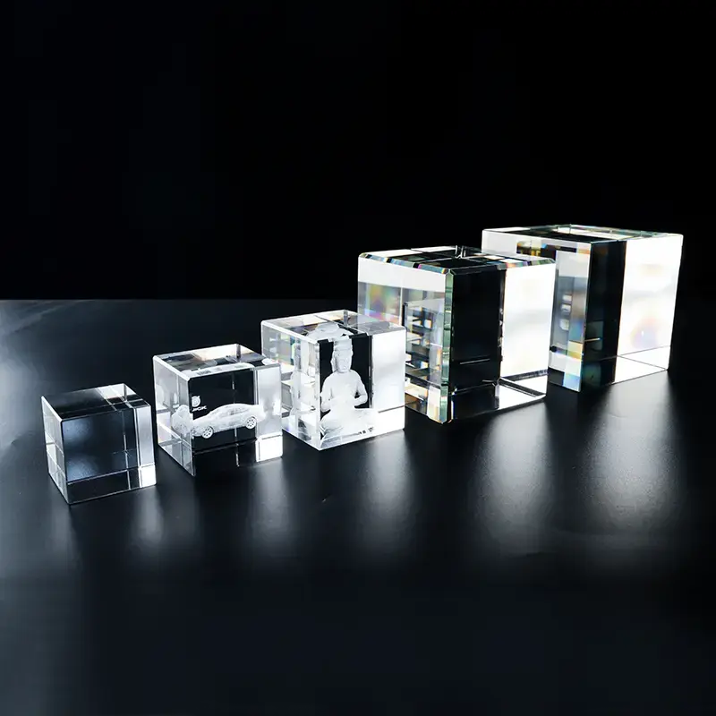 Blank K9 Crystal Blocks & Spheres (w/ USB LED Base + Gift Box) — Ready for Inner Engraving 