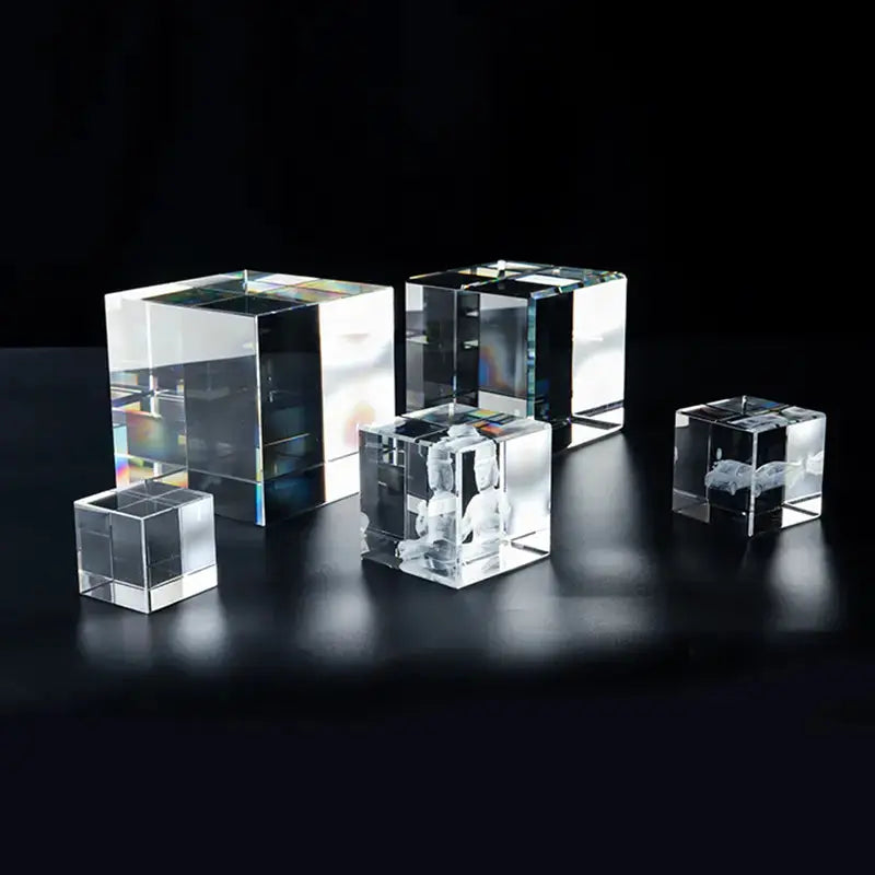 Blank K9 Crystal Blocks & Spheres (w/ USB LED Base + Gift Box) — Ready for Inner Engraving 