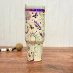 Boho Western Engraved 40oz Tumbler Cream to Purple 