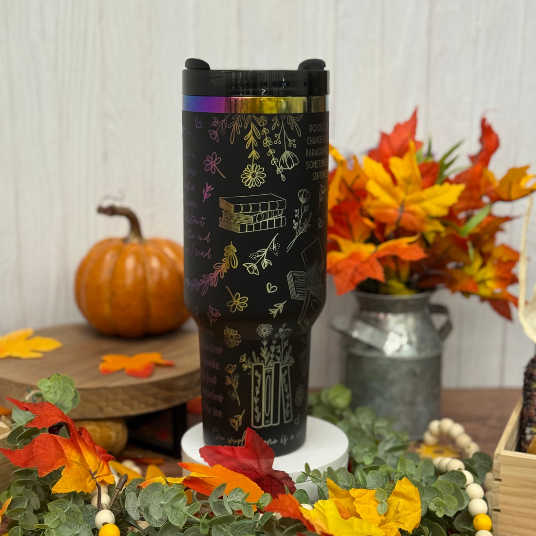 Bookish Tumbler Black to Rainbow 40oz 