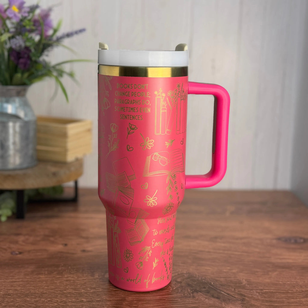 Bookish Tumbler Hot Pink to Gold 40oz 