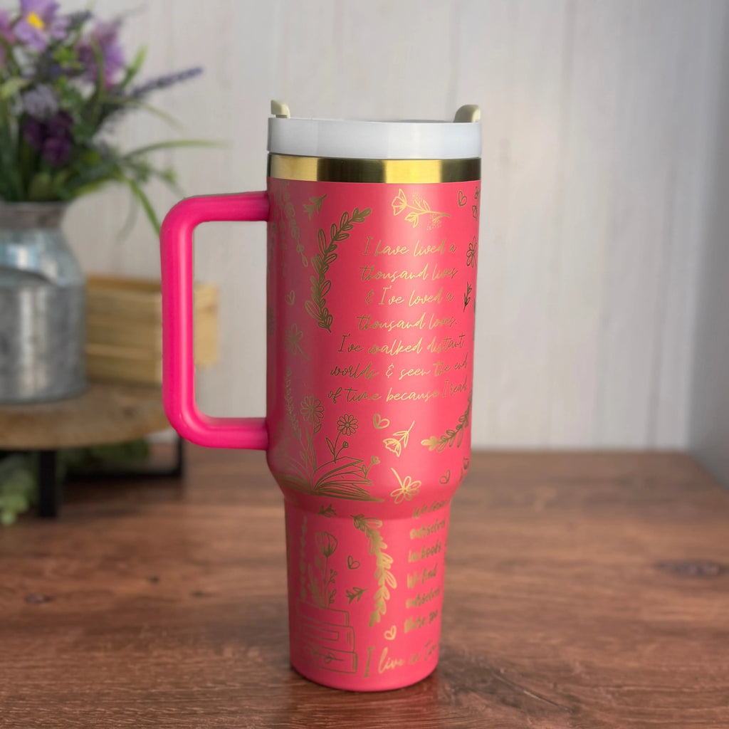 Bookish Tumbler Hot Pink to Gold 40oz 