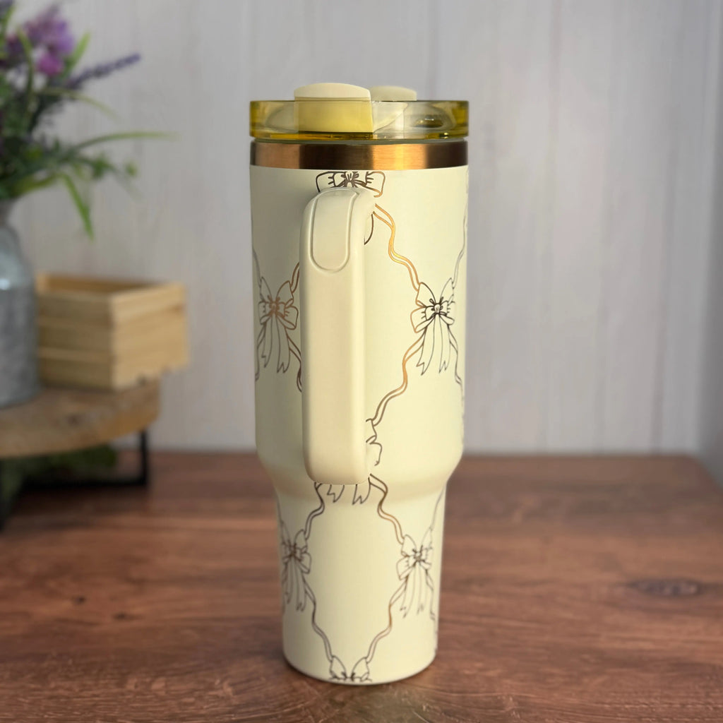 Bows and Ribbon Tumbler Cream to Copper 