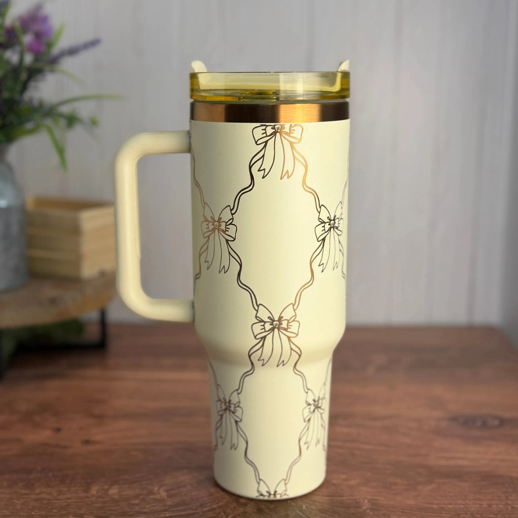 Bows and Ribbon Tumbler Cream to Copper 