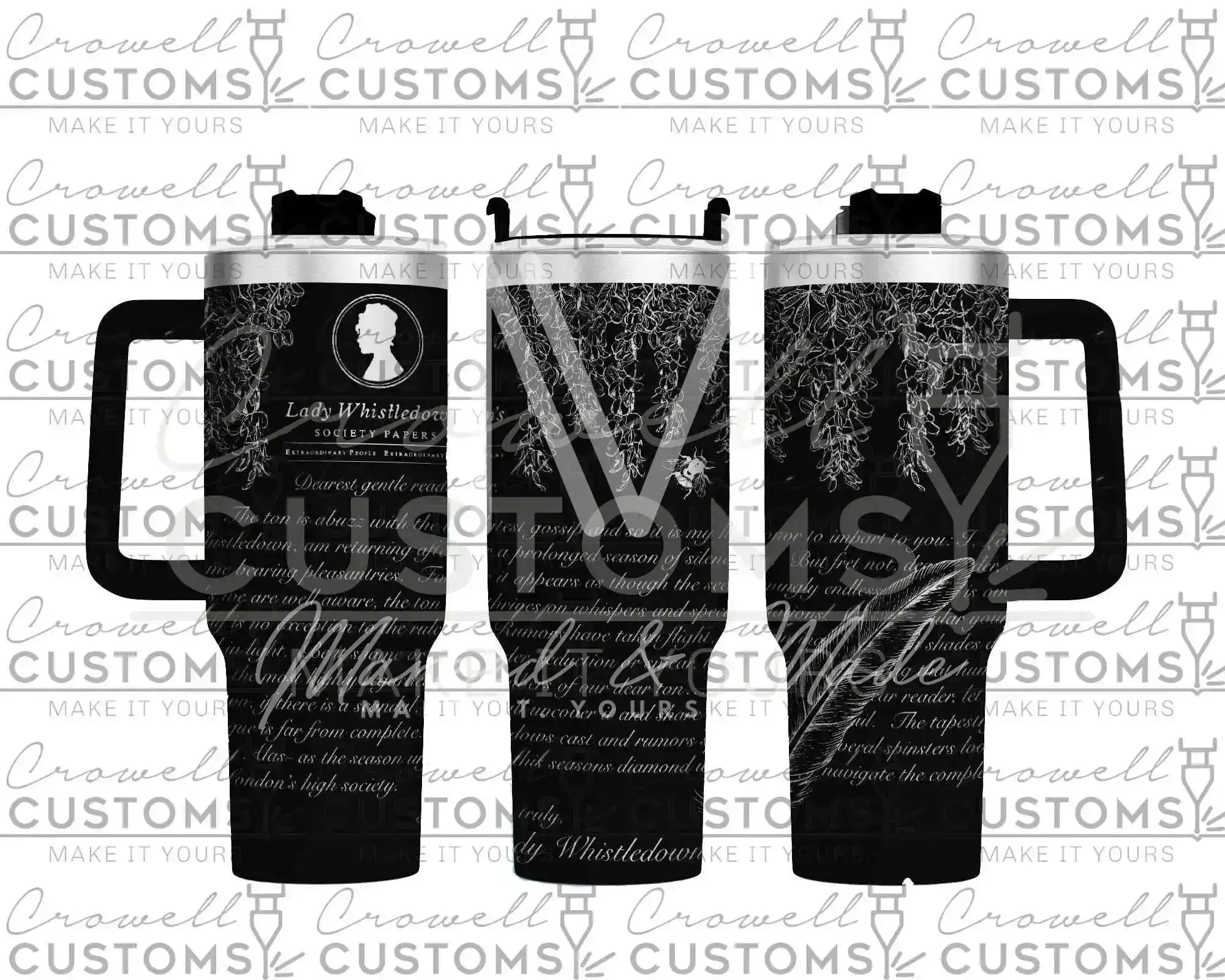 Bridgerton Lady Whistledown Quencher Tumbler (30oz, 40oz, + Stanleys)