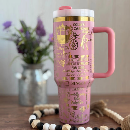 Bridgerton S3 Pink & Gold 40oz Tumbler 