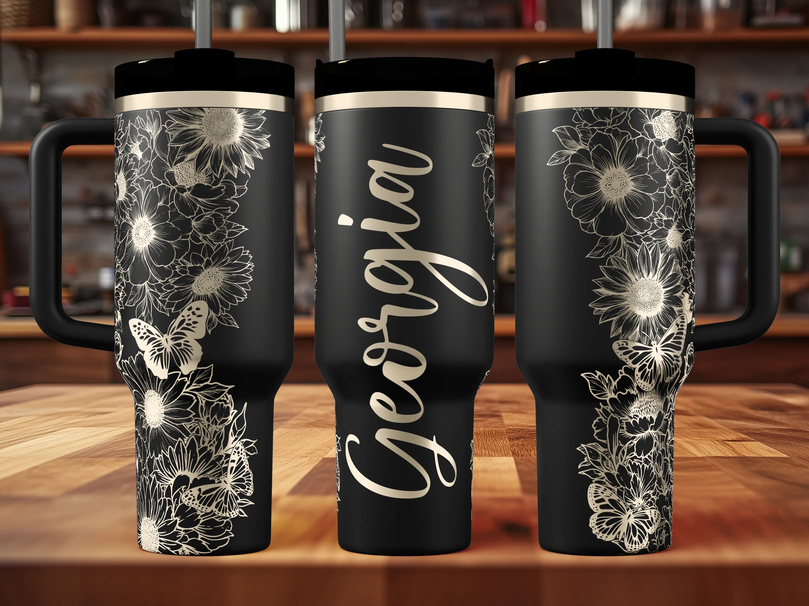 Butterflies & Flowers Tumbler | 40oz, 30oz, Stanleys, 20oz, 16oz, 14oz, 10oz 