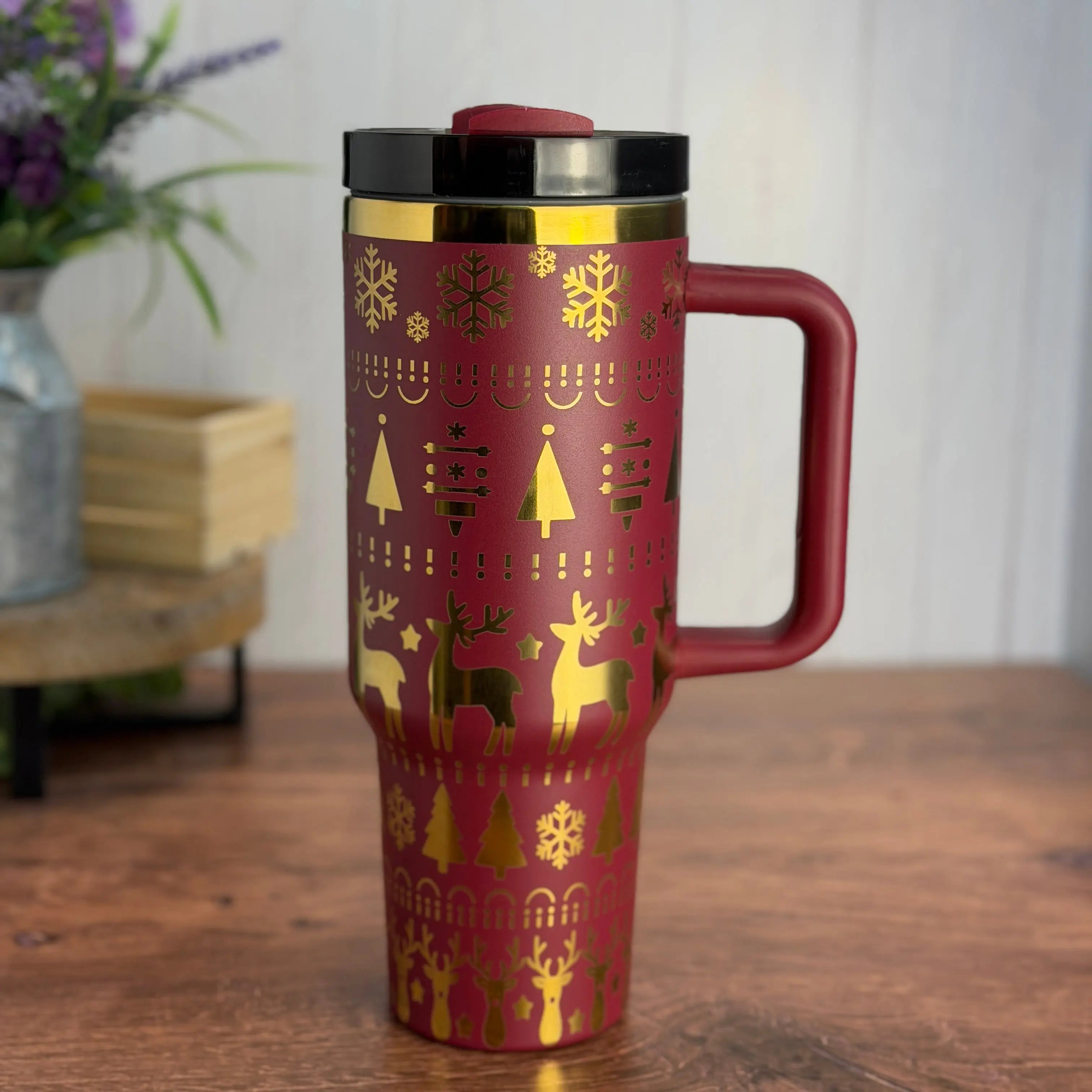 Christmas Sweater Tumbler Red to Gold 40 oz tumbler 