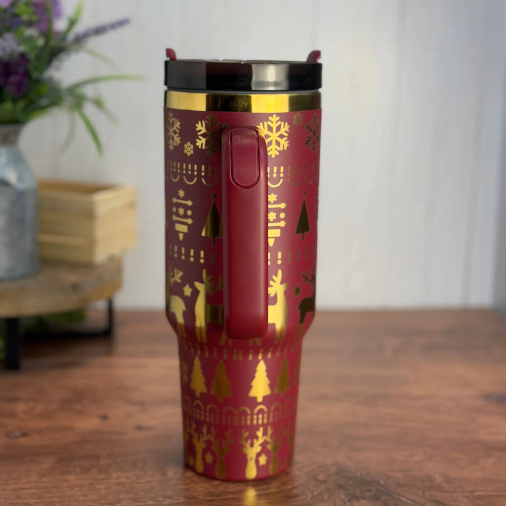 Christmas Sweater Tumbler Red to Gold 40 oz tumbler 
