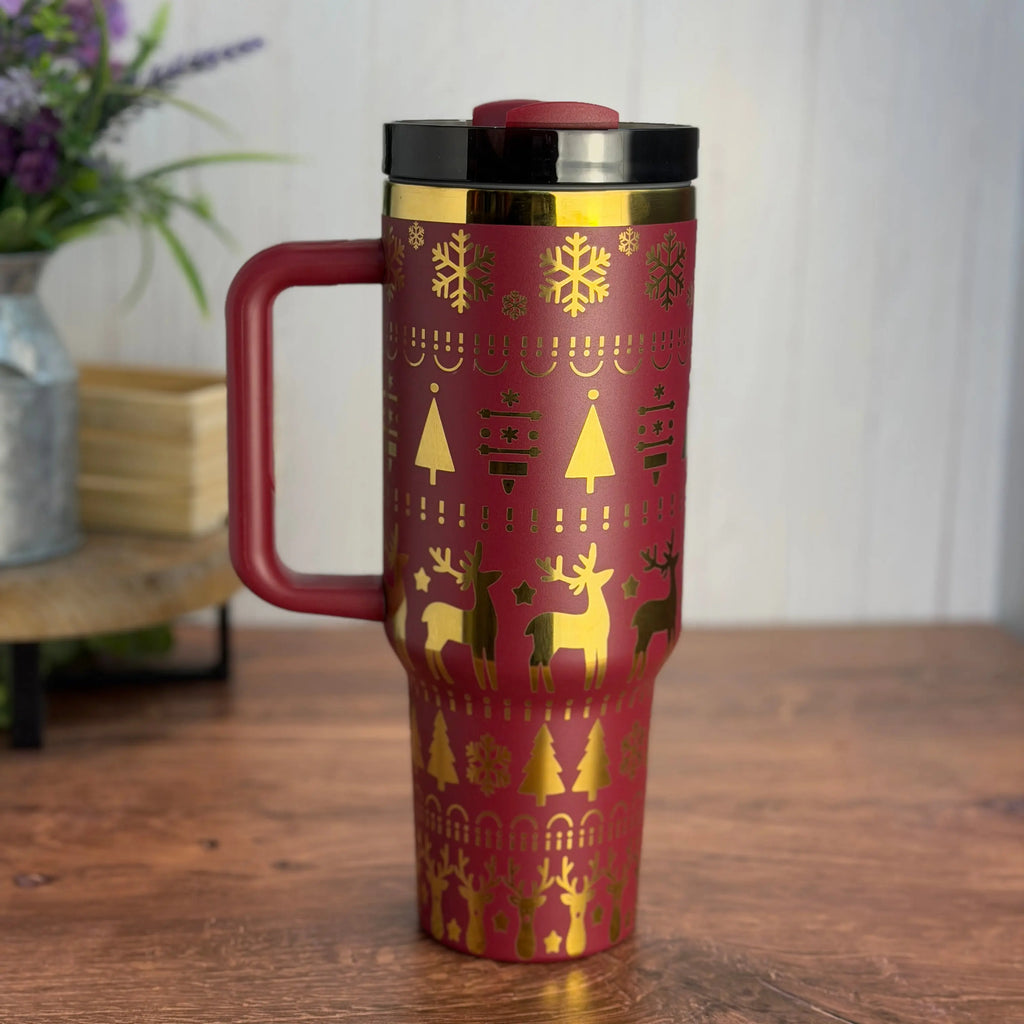 Christmas Sweater Tumbler Red to Gold 40 oz tumbler 