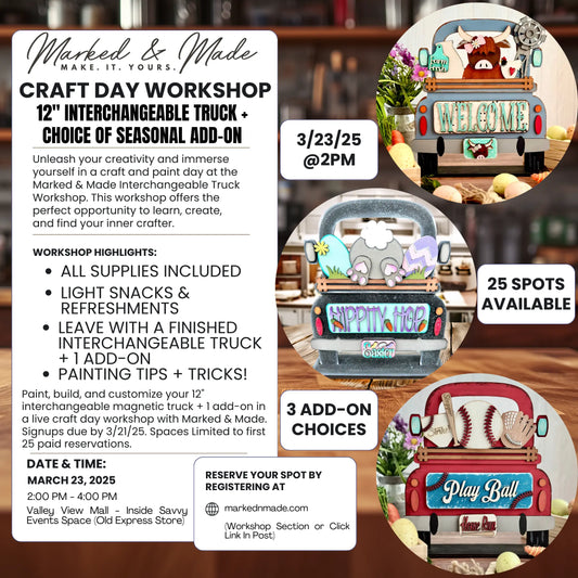 Craft Night Workshop | Interchangeable Truck Edition - In Person Event -  | 3/23/2025 @ 2PM - 4PM | Valley View Mall 