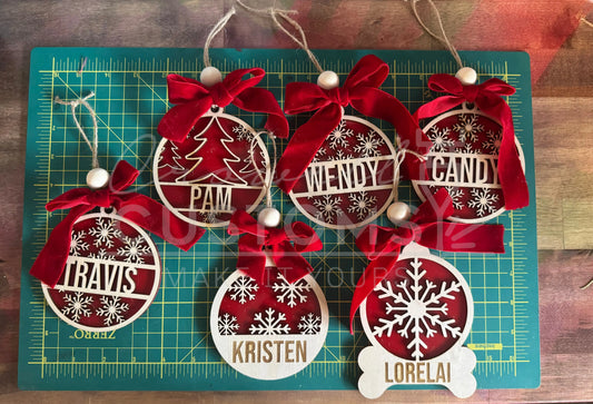 Custom Double Layer Name Ornaments - Engraved and Cut Styles 