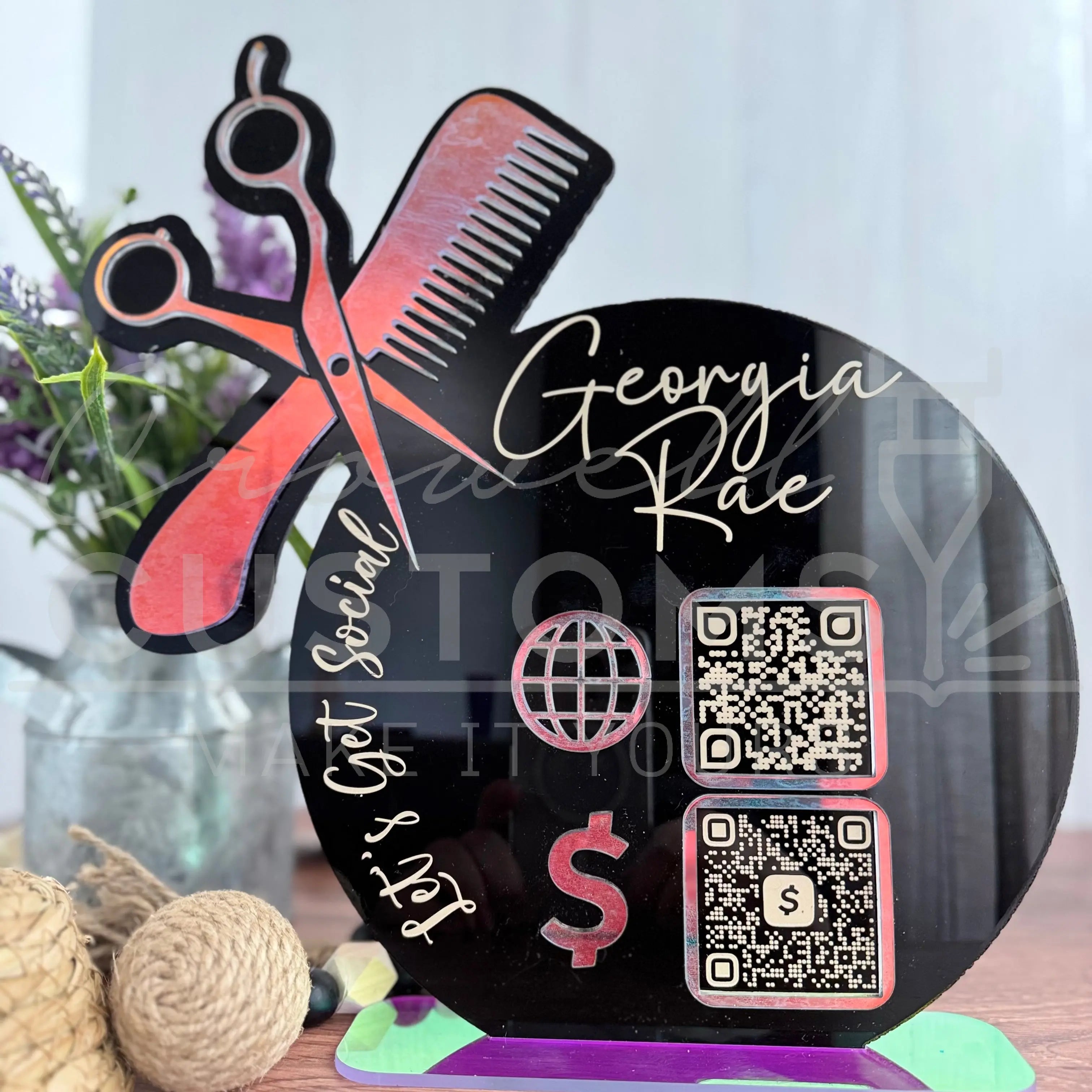 Custom Hair Stylist / Salon QR Code Sign (Custom Design & – Marked & Made