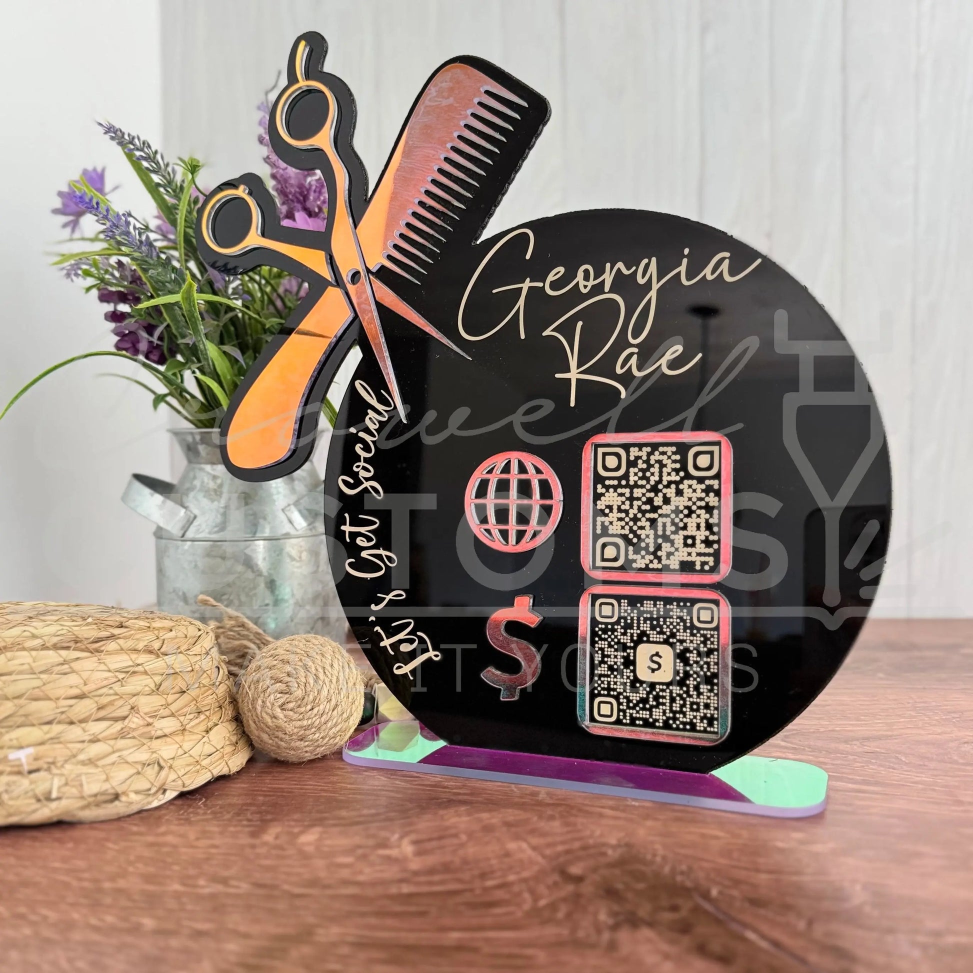 Custom Hair Stylist / Salon QR Code Sign (Custom Design & Order) 