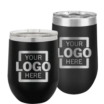 Custom Insulated Stainless Steel Stemless Wine Tumblers for Business | Logo + Text | Polar Camel® 