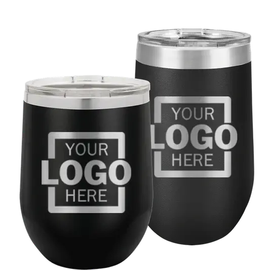 Custom Insulated Stainless Steel Stemless Wine Tumblers for Business | Logo + Text | Polar Camel® 
