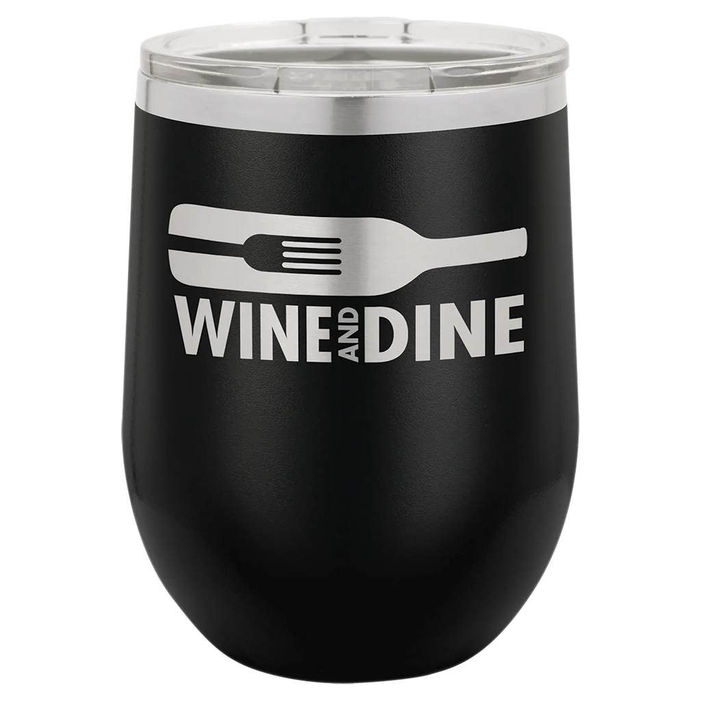 Custom Insulated Stainless Steel Stemless Wine Tumblers for Business | Logo + Text | Polar Camel® 
