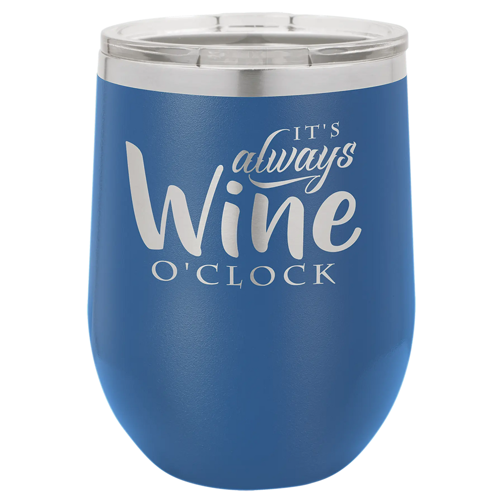 Custom Insulated Stainless Steel Stemless Wine Tumblers for Business | Logo + Text | Polar Camel® 