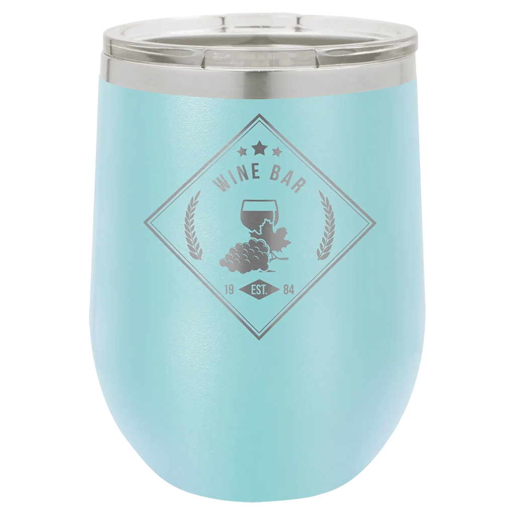 Custom Insulated Stainless Steel Stemless Wine Tumblers for Business | Logo + Text | Polar Camel® 