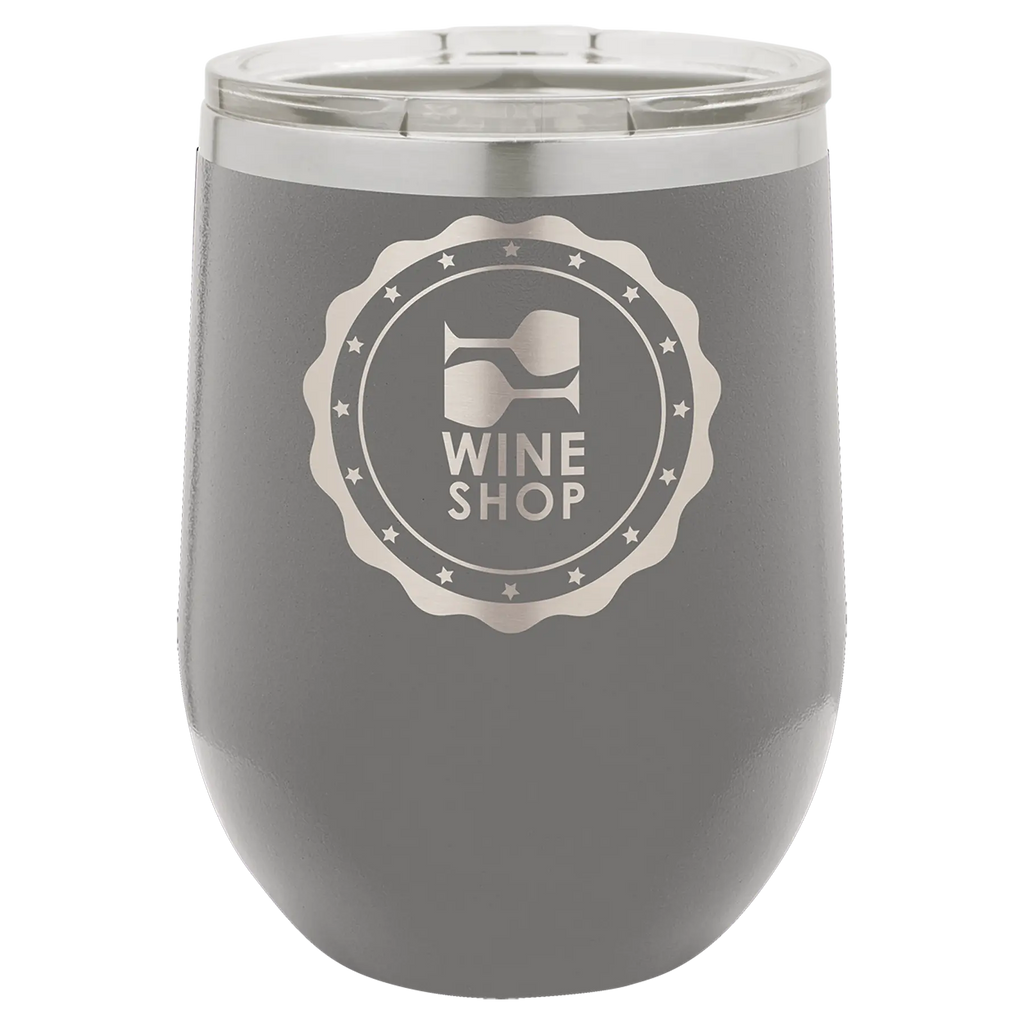 Custom Insulated Stainless Steel Stemless Wine Tumblers for Business | Logo + Text | Polar Camel® 