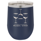 Custom Insulated Stainless Steel Stemless Wine Tumblers for Business | Logo + Text | Polar Camel® 