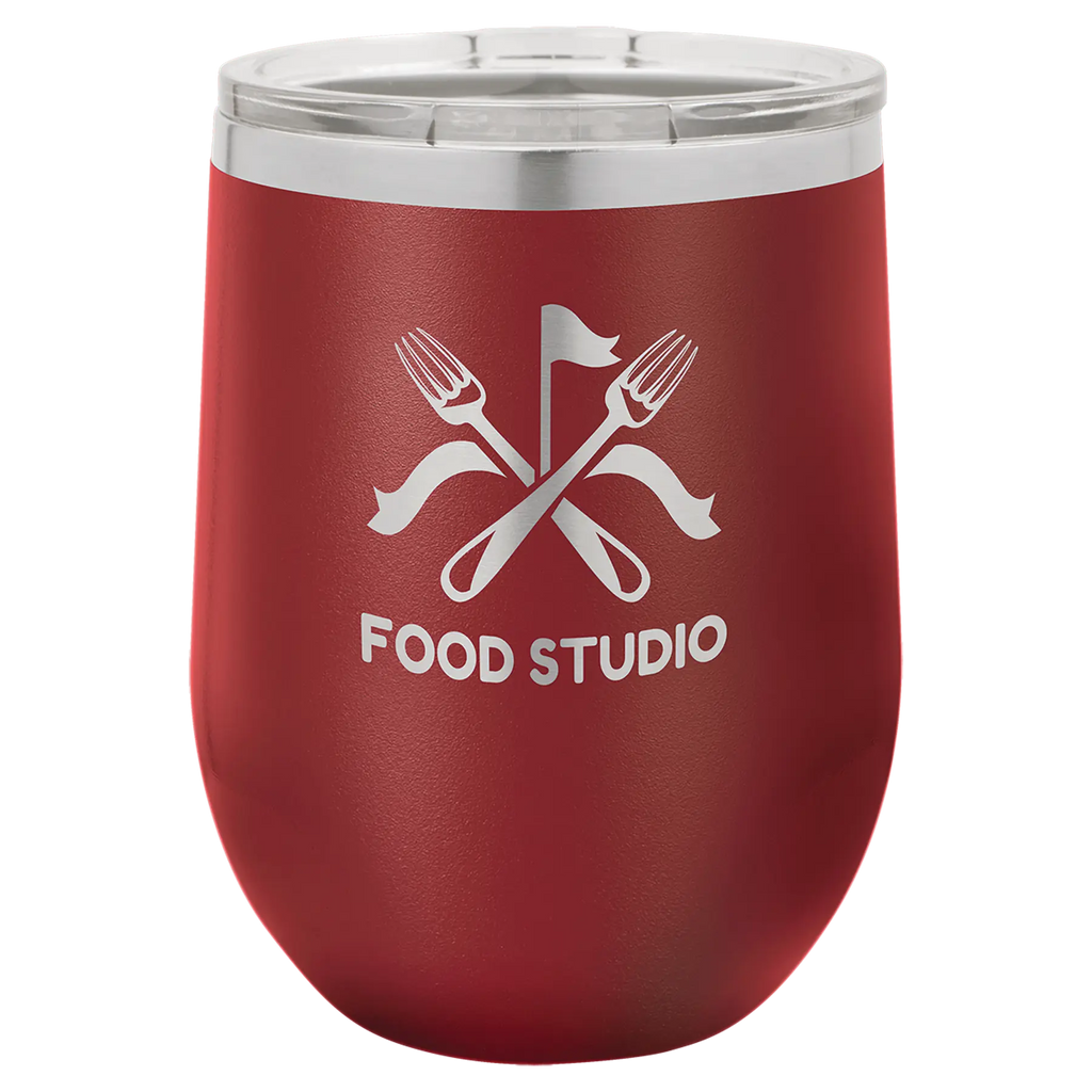 Custom Insulated Stainless Steel Stemless Wine Tumblers for Business | Logo + Text | Polar Camel® 