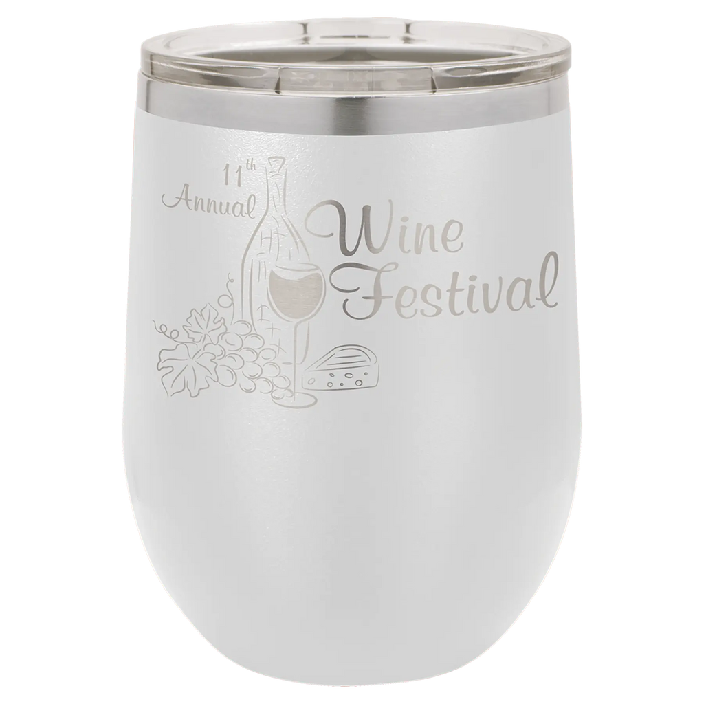 Custom Insulated Stainless Steel Stemless Wine Tumblers for Business | Logo + Text | Polar Camel® 