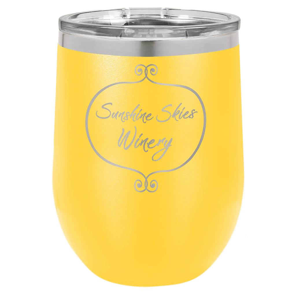 Custom Insulated Stainless Steel Stemless Wine Tumblers for Business | Logo + Text | Polar Camel® 