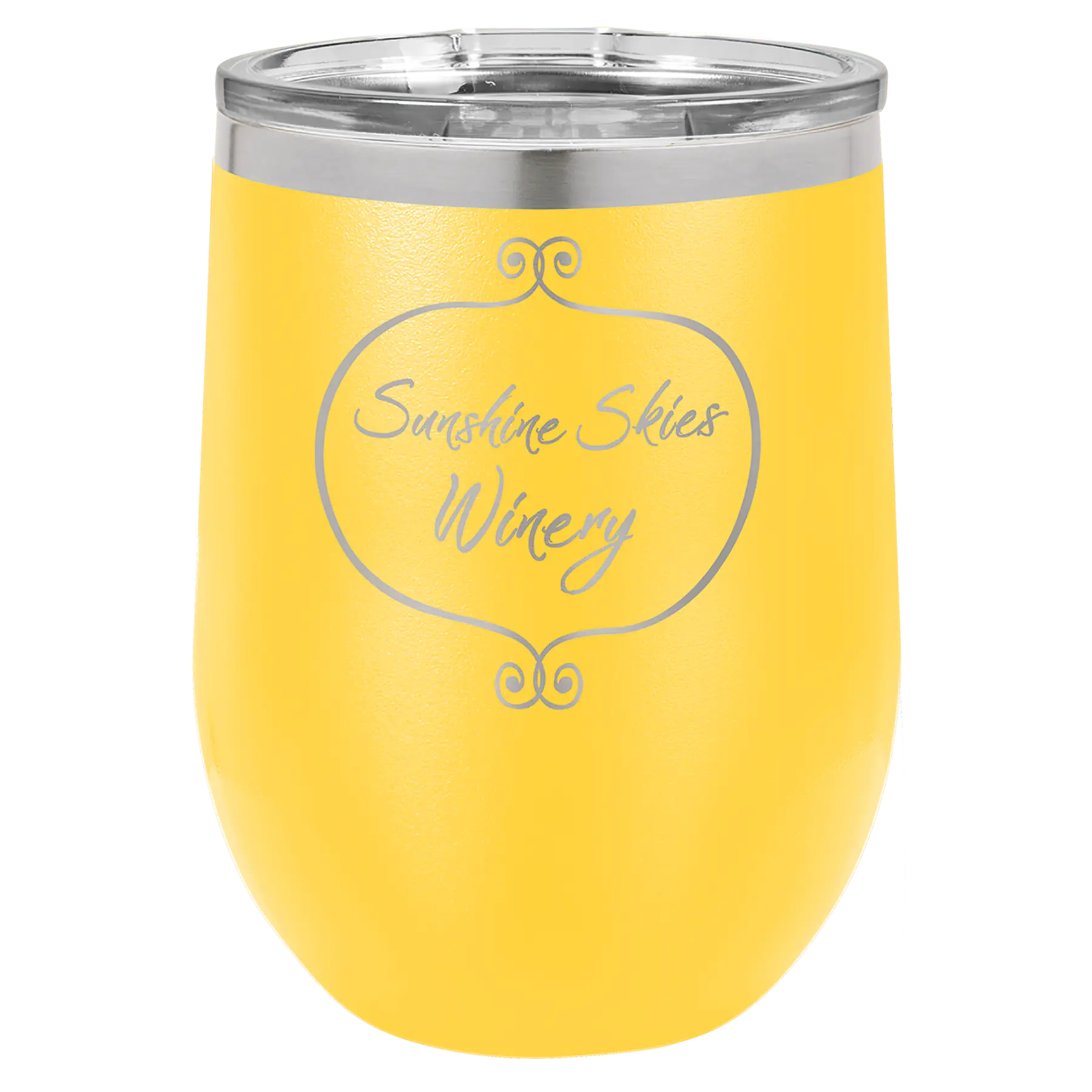 Custom Insulated Stainless Steel Stemless Wine Tumblers for Business | Logo + Text | Polar Camel® 