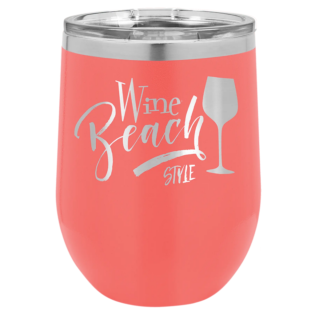Custom Insulated Stainless Steel Stemless Wine Tumblers for Business | Logo + Text | Polar Camel® 