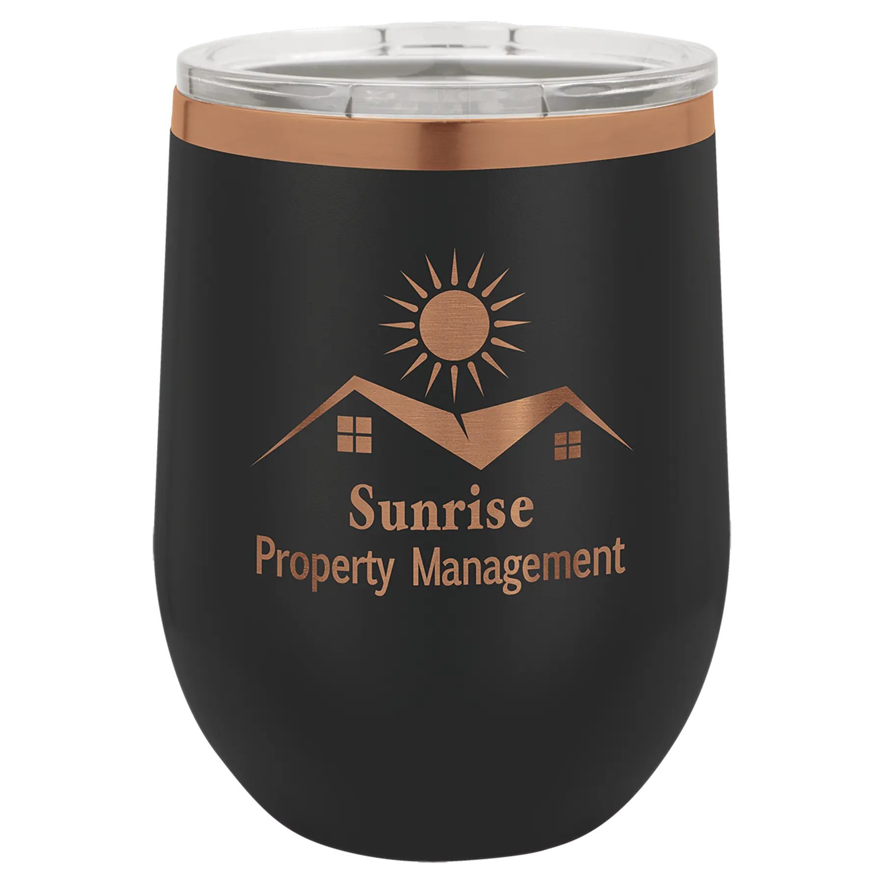 Custom Insulated Stainless Steel Stemless Wine Tumblers for Business | Logo + Text | Polar Camel® 
