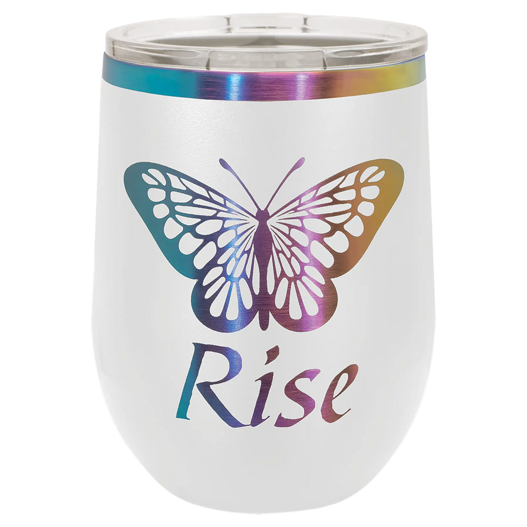 Custom Insulated Stainless Steel Stemless Wine Tumblers for Business | Logo + Text | Polar Camel® 