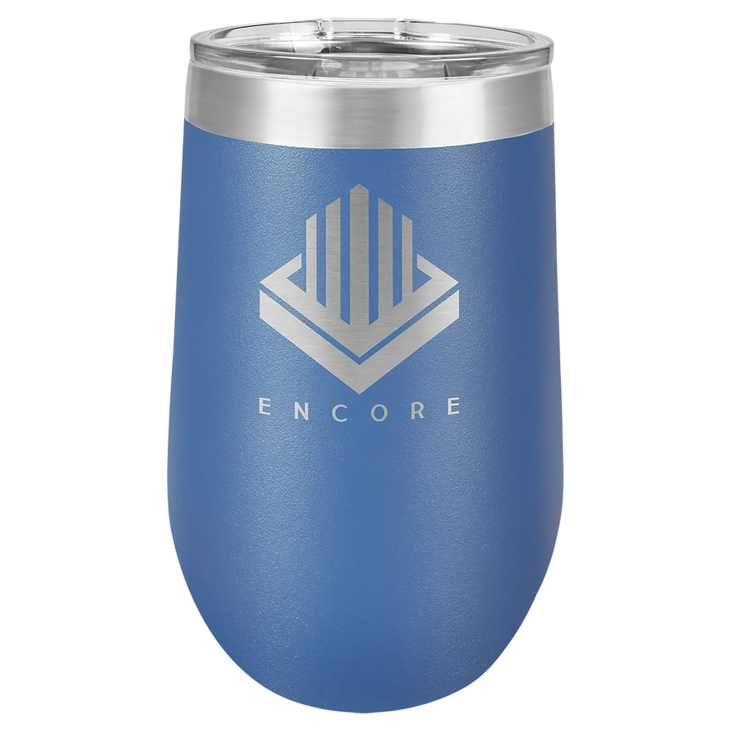 Custom Insulated Stainless Steel Stemless Wine Tumblers for Business | Logo + Text | Polar Camel® 