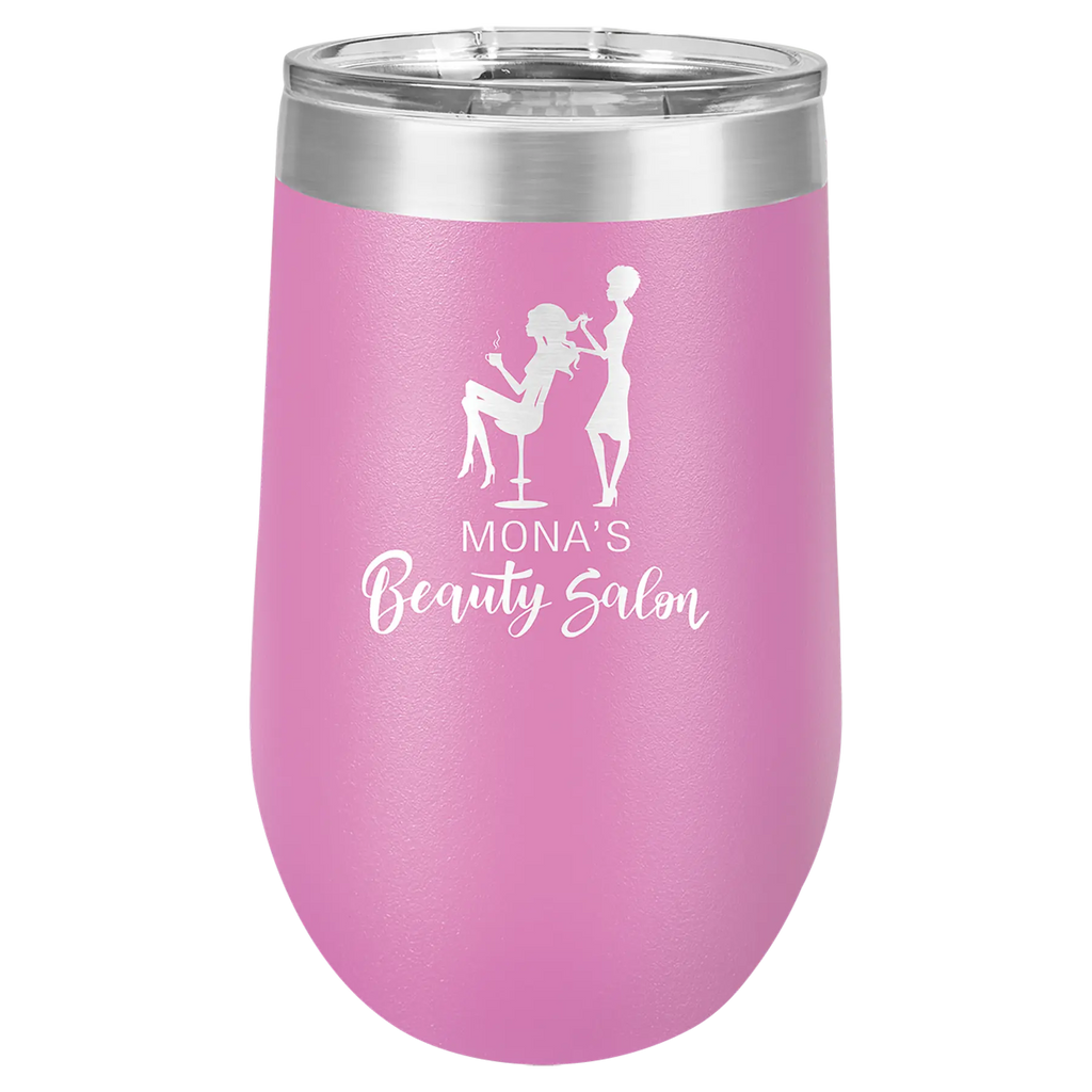 Custom Insulated Stainless Steel Stemless Wine Tumblers for Business | Logo + Text | Polar Camel® 