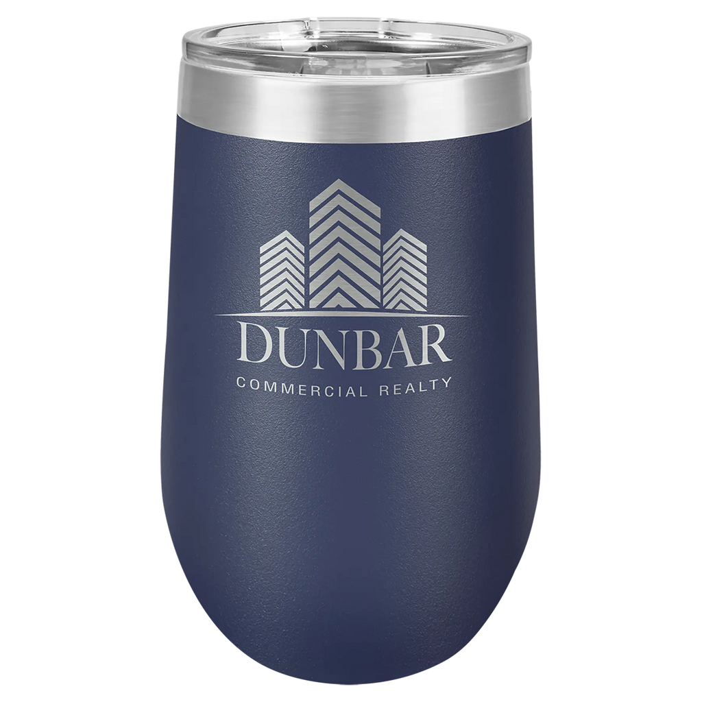 Custom Insulated Stainless Steel Stemless Wine Tumblers for Business | Logo + Text | Polar Camel® 