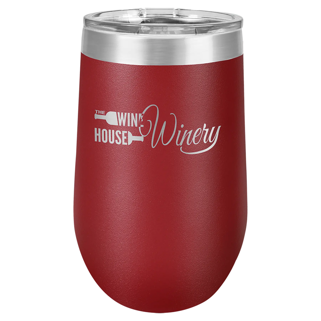 Custom Insulated Stainless Steel Stemless Wine Tumblers for Business | Logo + Text | Polar Camel® 