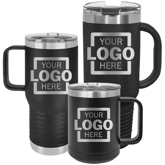 Custom Insulated Stainless Steel Travel Mugs for Business | Logo + Text | Polar Camel® 