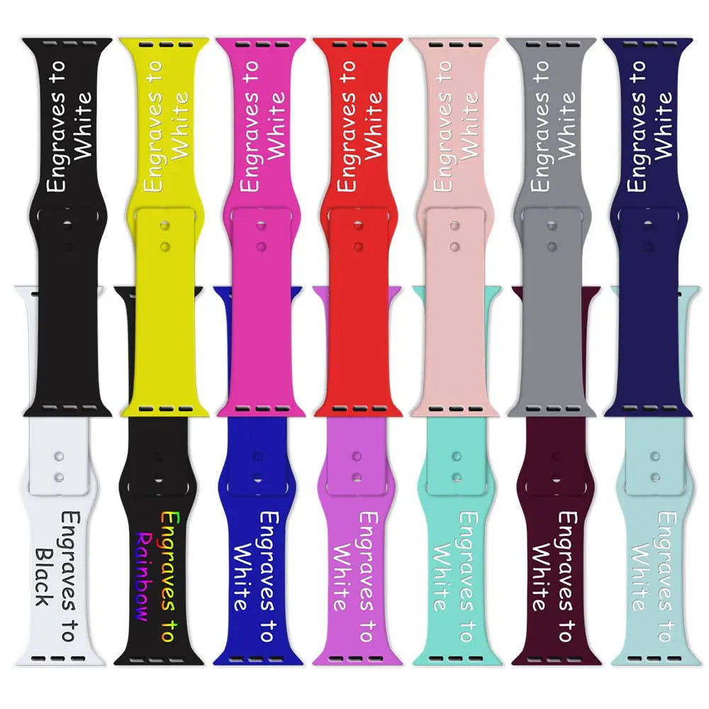 Custom Laser Engraved Silicone Apple Watch Bands 
