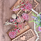 Custom Name Cut Wooden 2 Layer Flower (Rose or Sunflower) with Custom Hinge Box and Optional Display Stand - Valentines Day | Mother's Day | Gift 